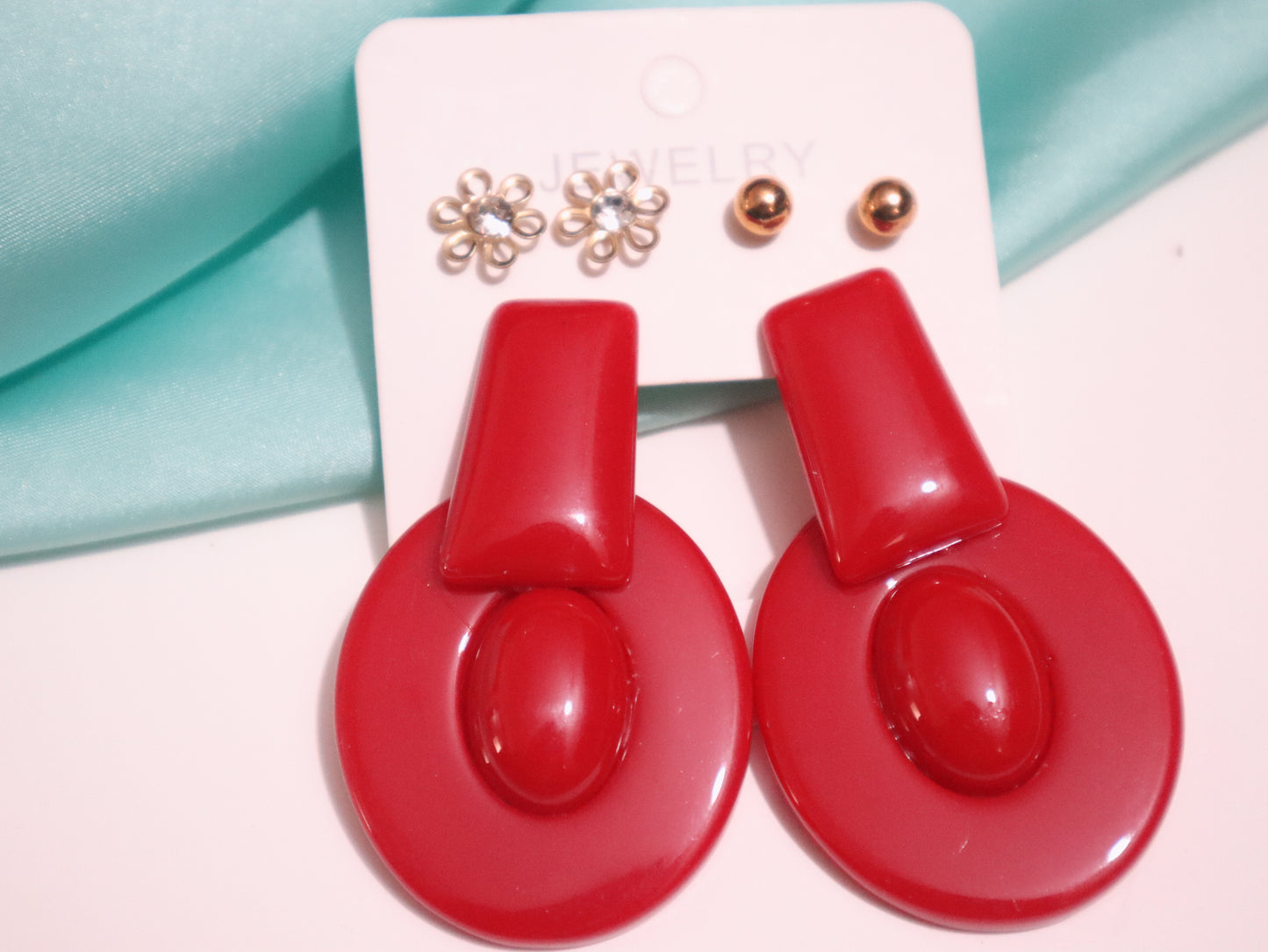 3in1 Retro Lilac Chunky Statement Earring