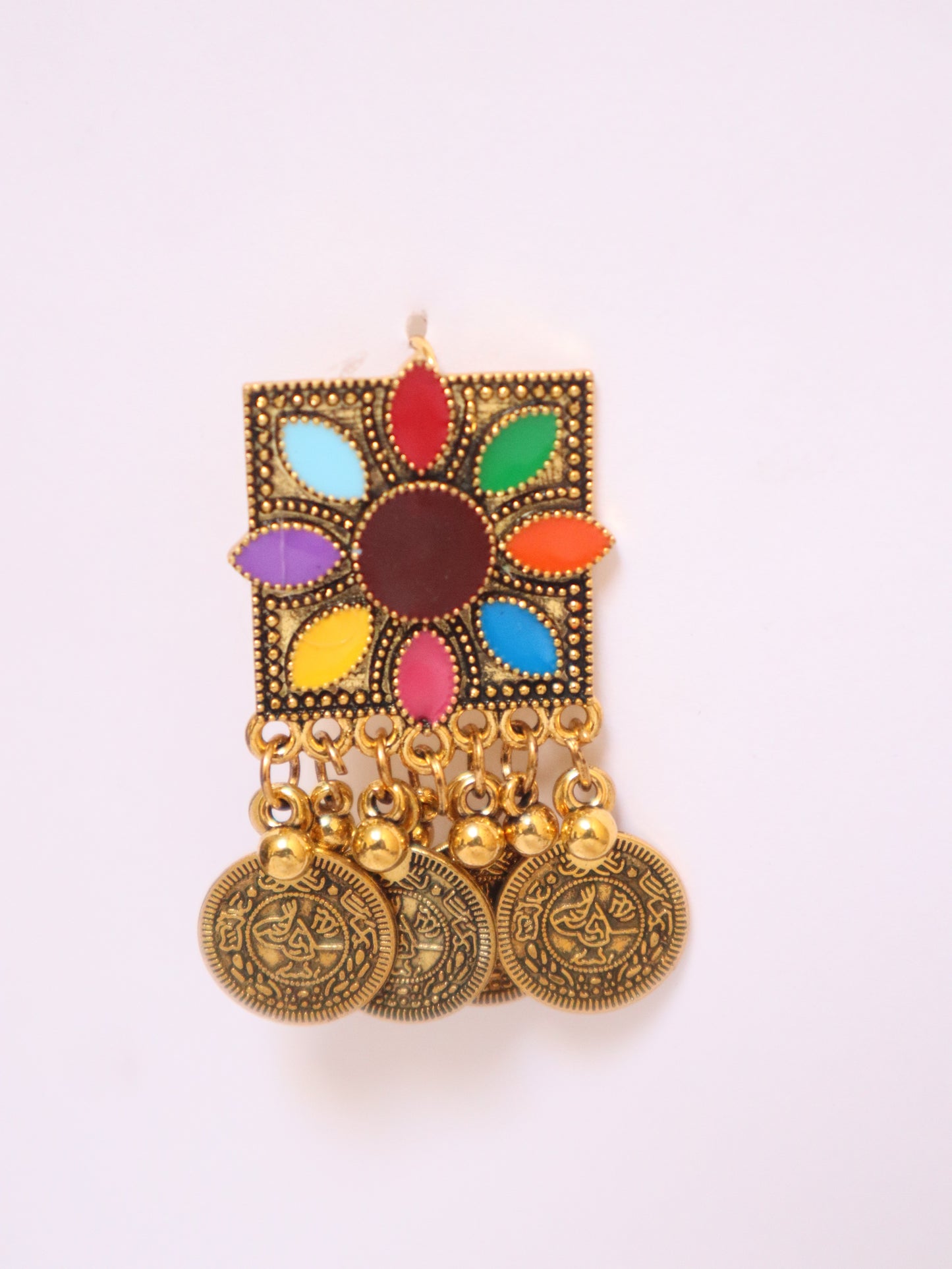 Multicolor Boho Antique Tribal Necklace Set – Ethnic Golden