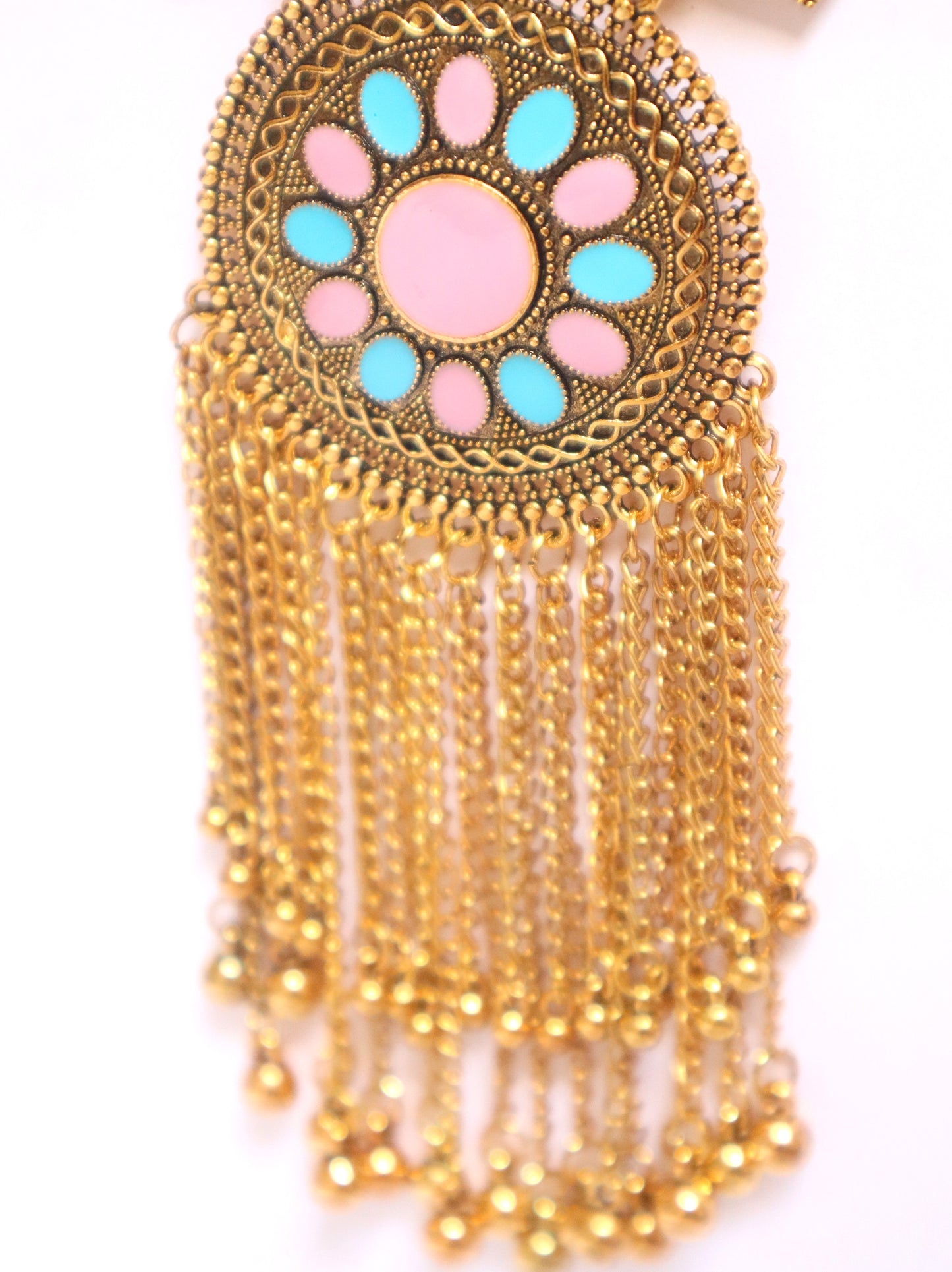 Antique Pastel Pink & Turquoise Necklace Set