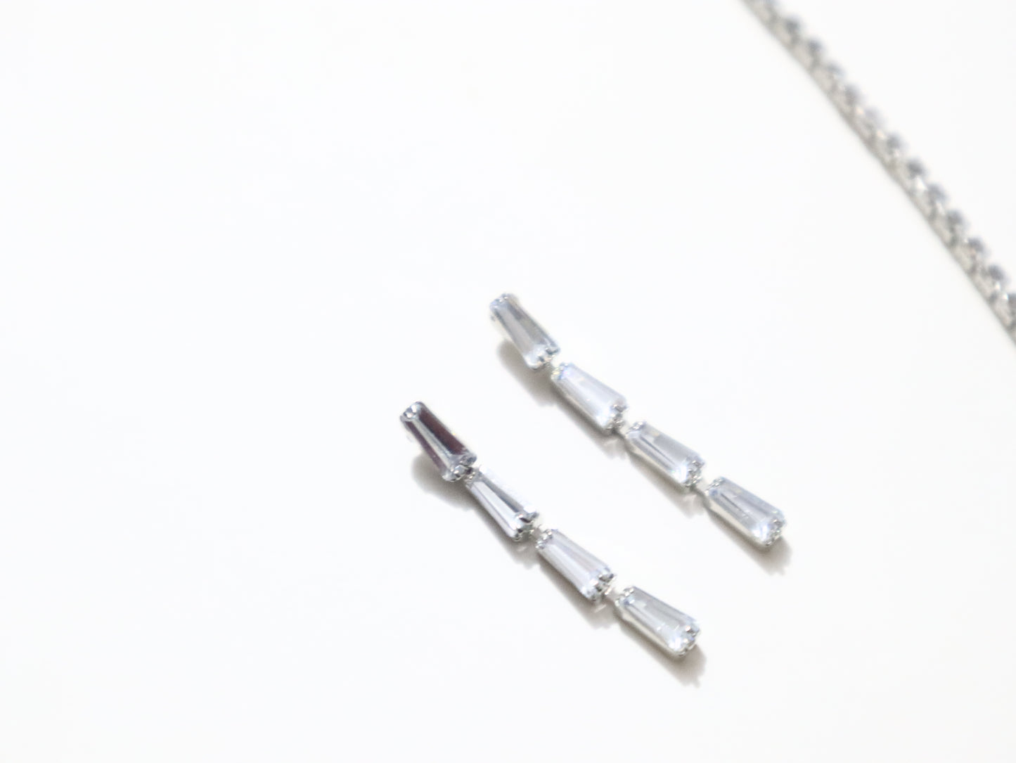 White Baguette Crystal Necklace Set