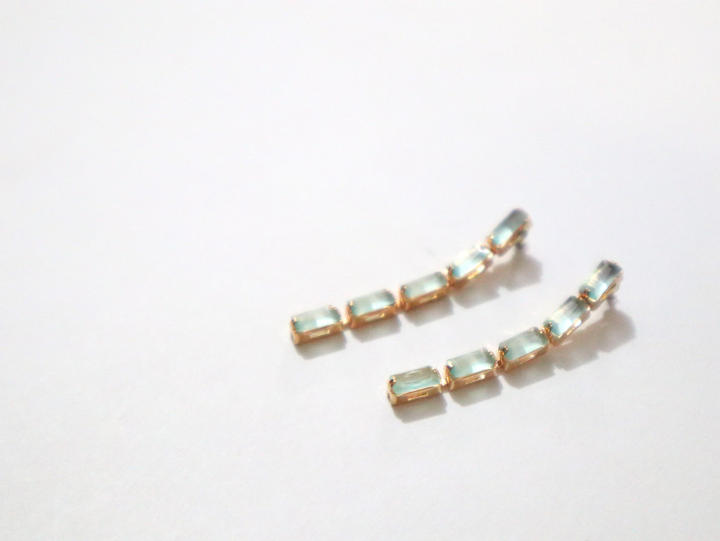 Pastel Green Baguette Crystal Necklace Set