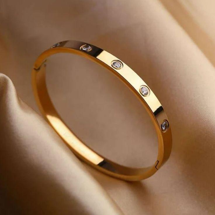 Luxury Golden Stainless Steel Love Bangle Bracelet – Elegant & Timeless Fashion Jewelry for Women , Girls & MAN