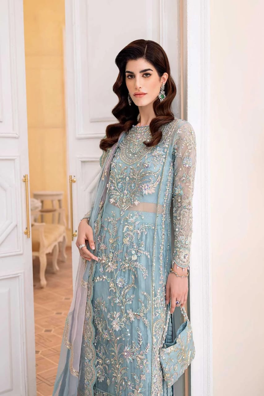 Smoke Grey Luxury Embroidered Dress 2025 UnStiched