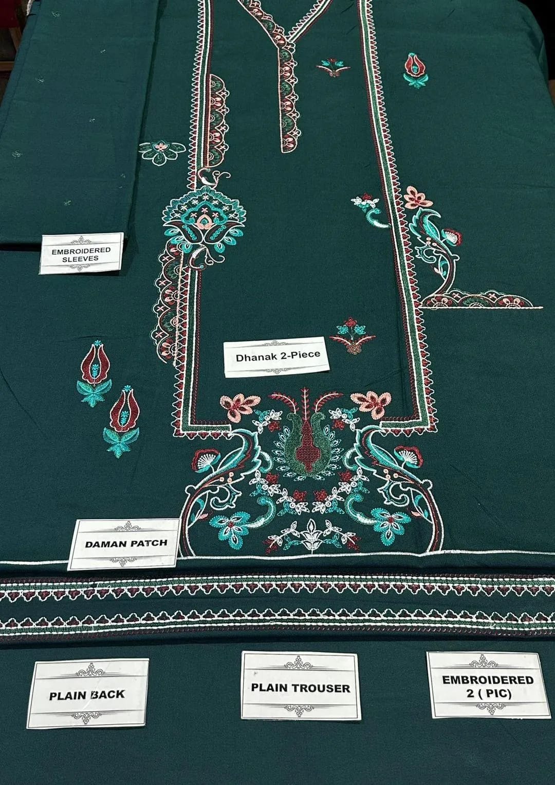 2 Pcs Noory Dhanak Unstitched Embroidered Suit-KS