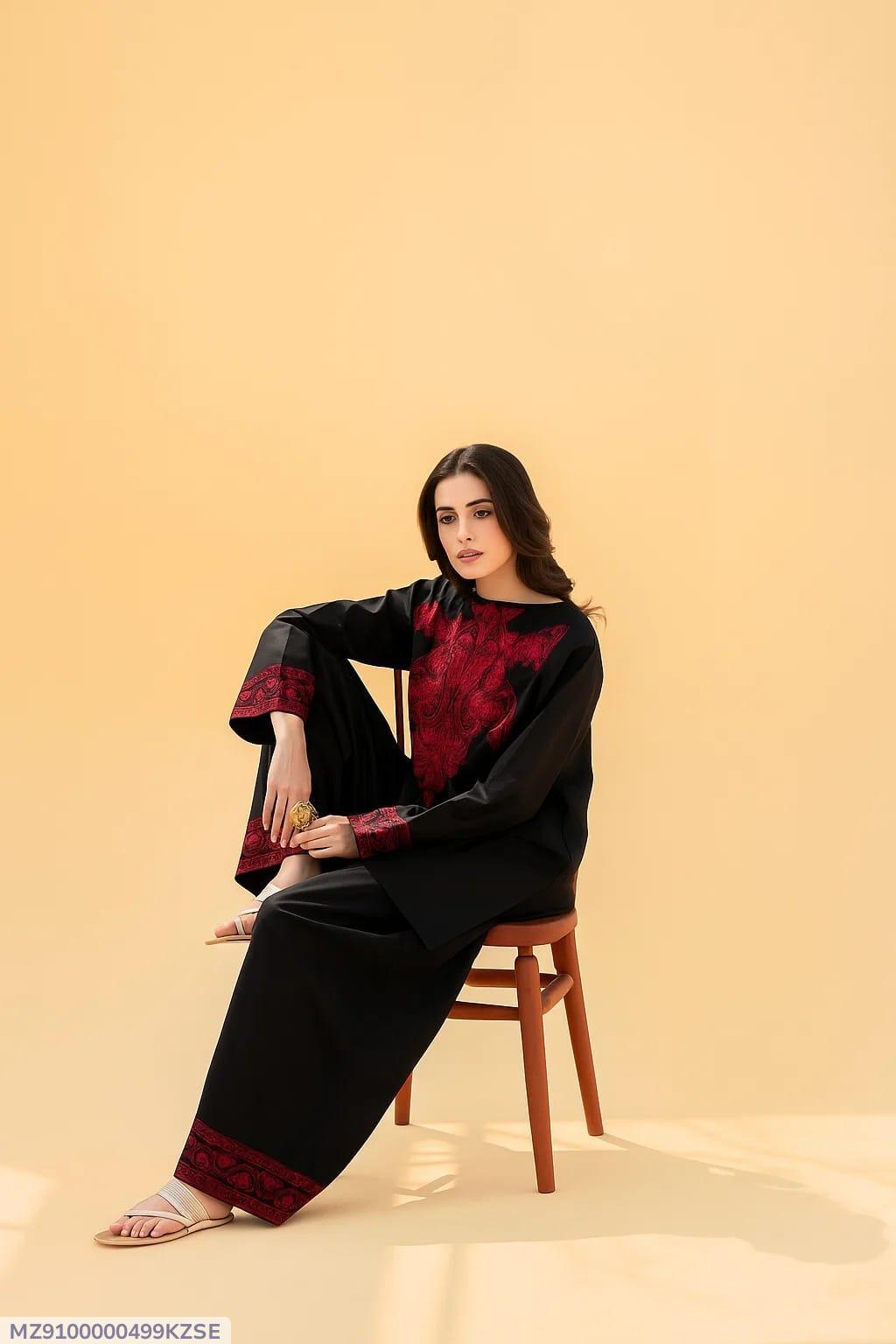 2 Pcs Dhanak Unstitched Embroidered Suit-KS