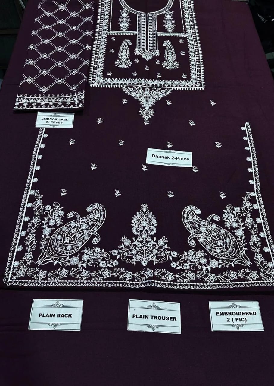 2 Pcs BREEZE Dhanak Unstitched Embroidered Suit-KS