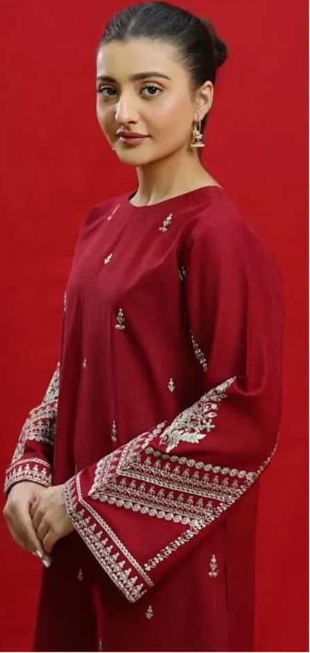 2 Pcs UROJ Dhanak Unstitched Embroidered Suit-KS