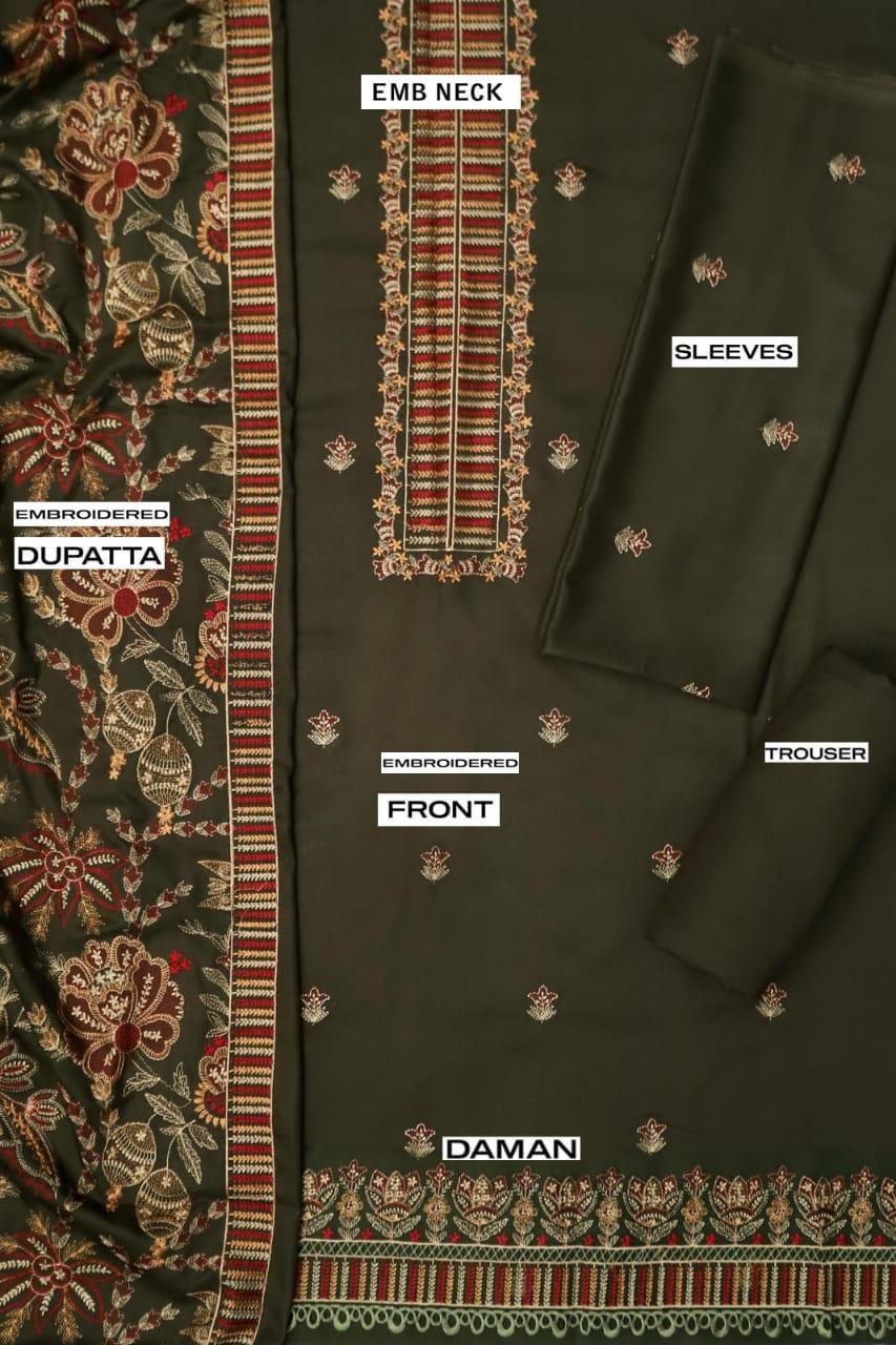 3 Pcs Bareeze Dhanak Unstitched Embroidered Suit-KS