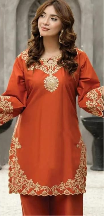 2 Pcs Women's Dhanak Unstitched Embroidered Suit-KS