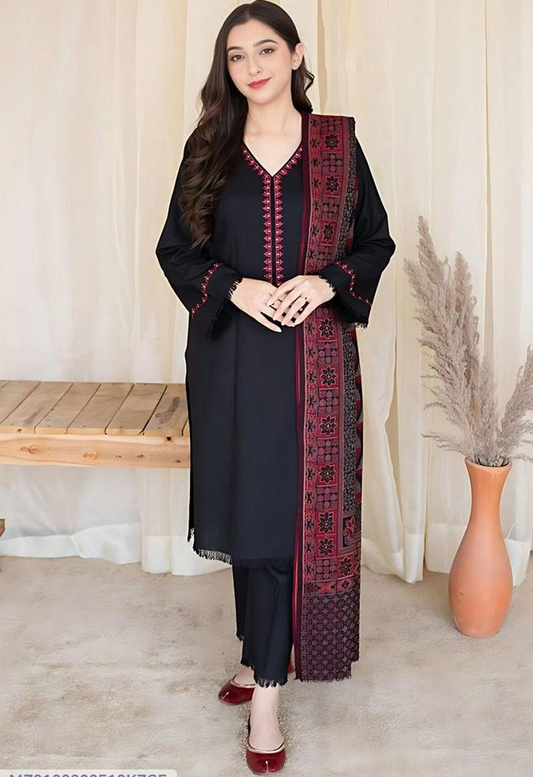 3 Pcs A-SlinG Dhanak Unstitched Embroidered Suit-KS