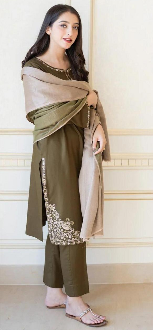 3 Pcs A-SlinG Dhanak Unstitched Embroidered Suit-KS