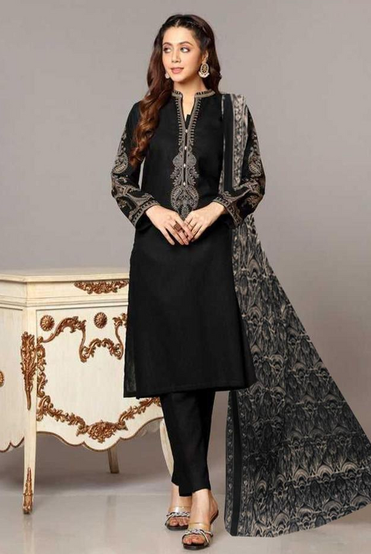 3 Pcs Bareeze Karandi Unstitched Embroidered Suit-KS