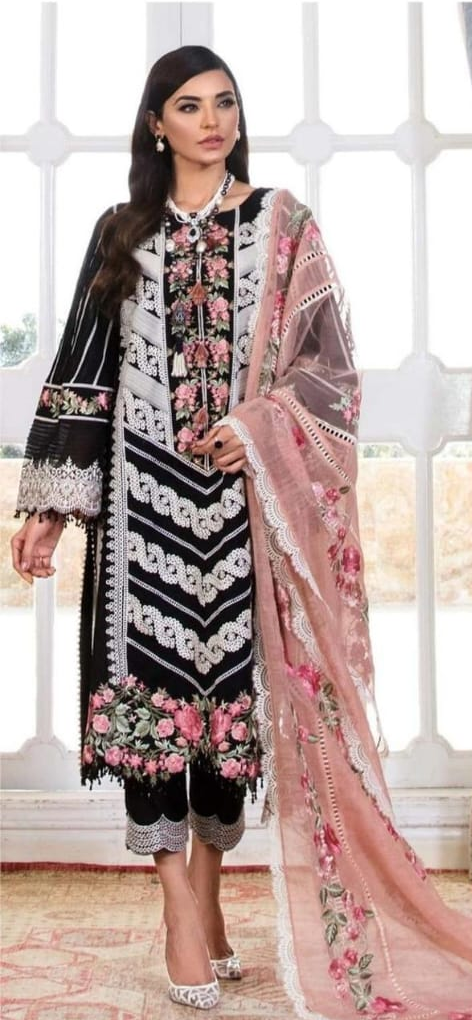 3 Pcs Crimson Dhanak Unstitched Embroidered Suit-KS