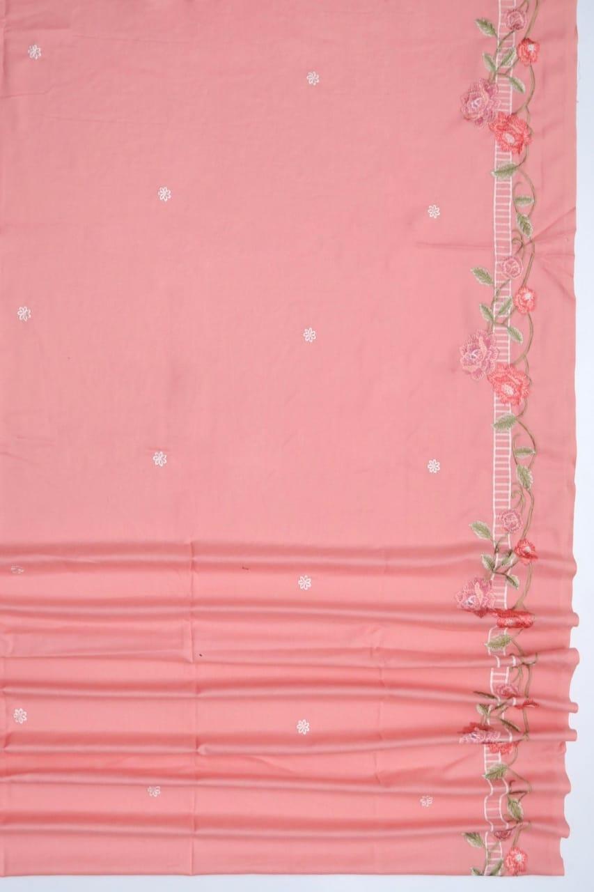 3 Pcs Crimson Dhanak Unstitched Embroidered Suit-KS
