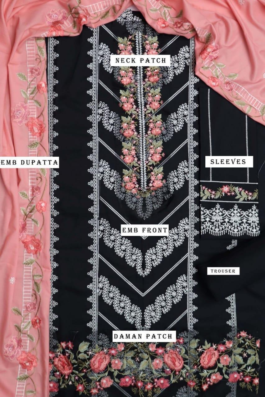 3 Pcs Crimson Dhanak Unstitched Embroidered Suit-KS