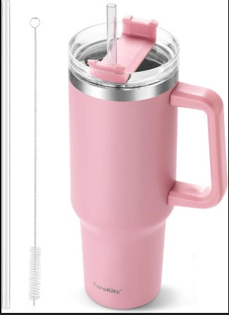 Large Insulated Tumbler with Handle Straw Leakproof Travel Mug