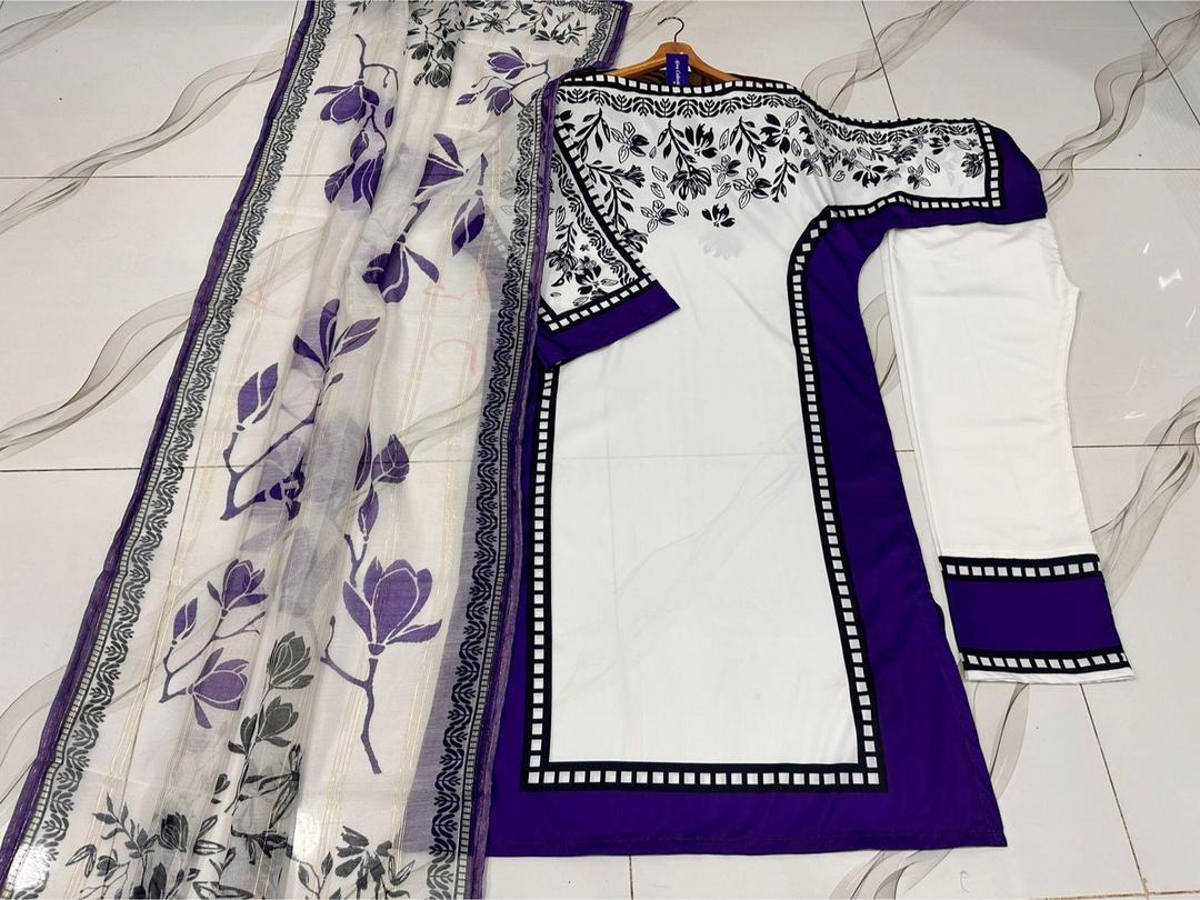 Cotton Lawn Print Suiet 3 Pcs Stiched -MJ01