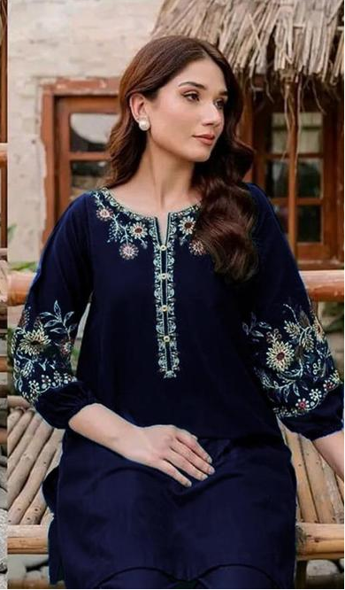 2 Pcs Dhanak Unstitched Embroidered Suit-KS