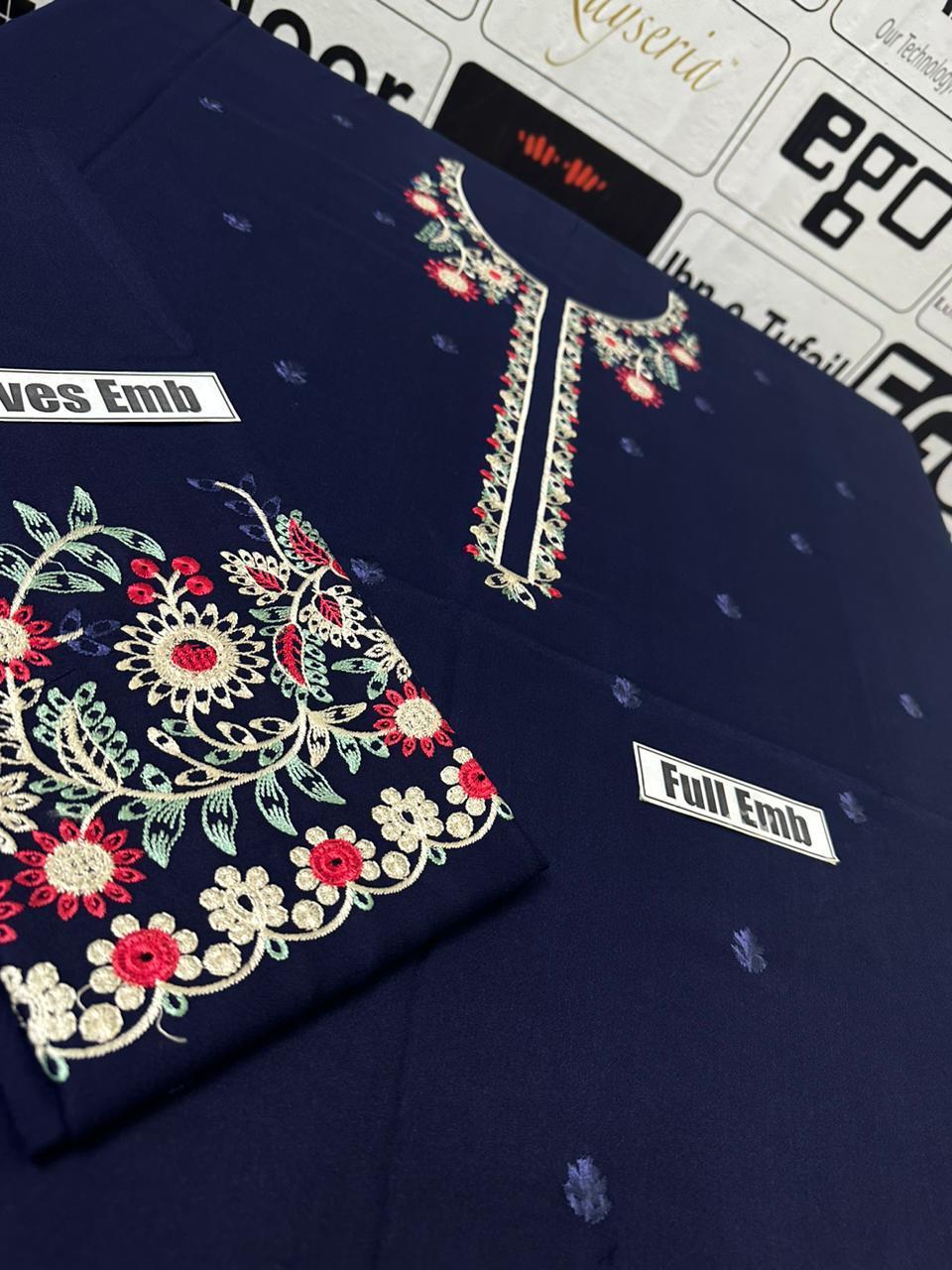 2 Pcs Dhanak Unstitched Embroidered Suit-KS