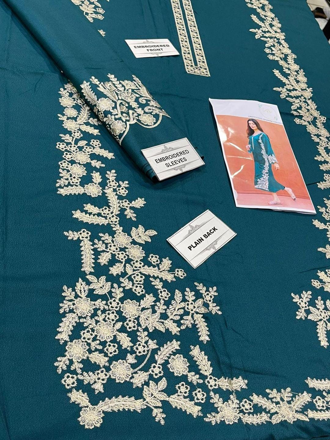 2 Pcs Larabe Dhanak Unstitched Embroidered Suit-KS