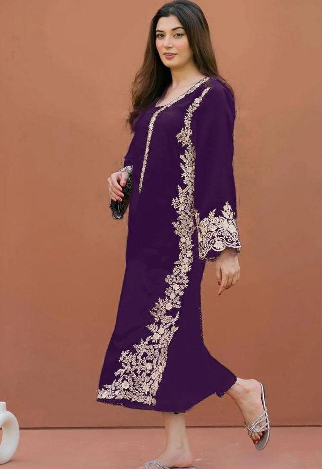 2 Pcs Larabe Dhanak Unstitched Embroidered Suit-KS