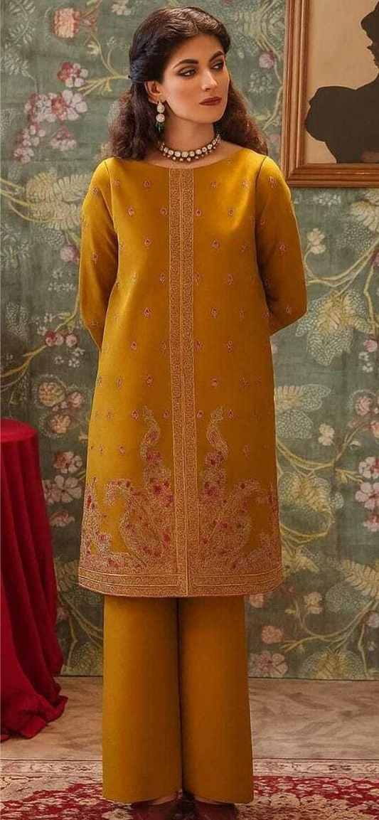 2 Pcs LAAM Dhanak Unstitched Embroidered Suit-KS