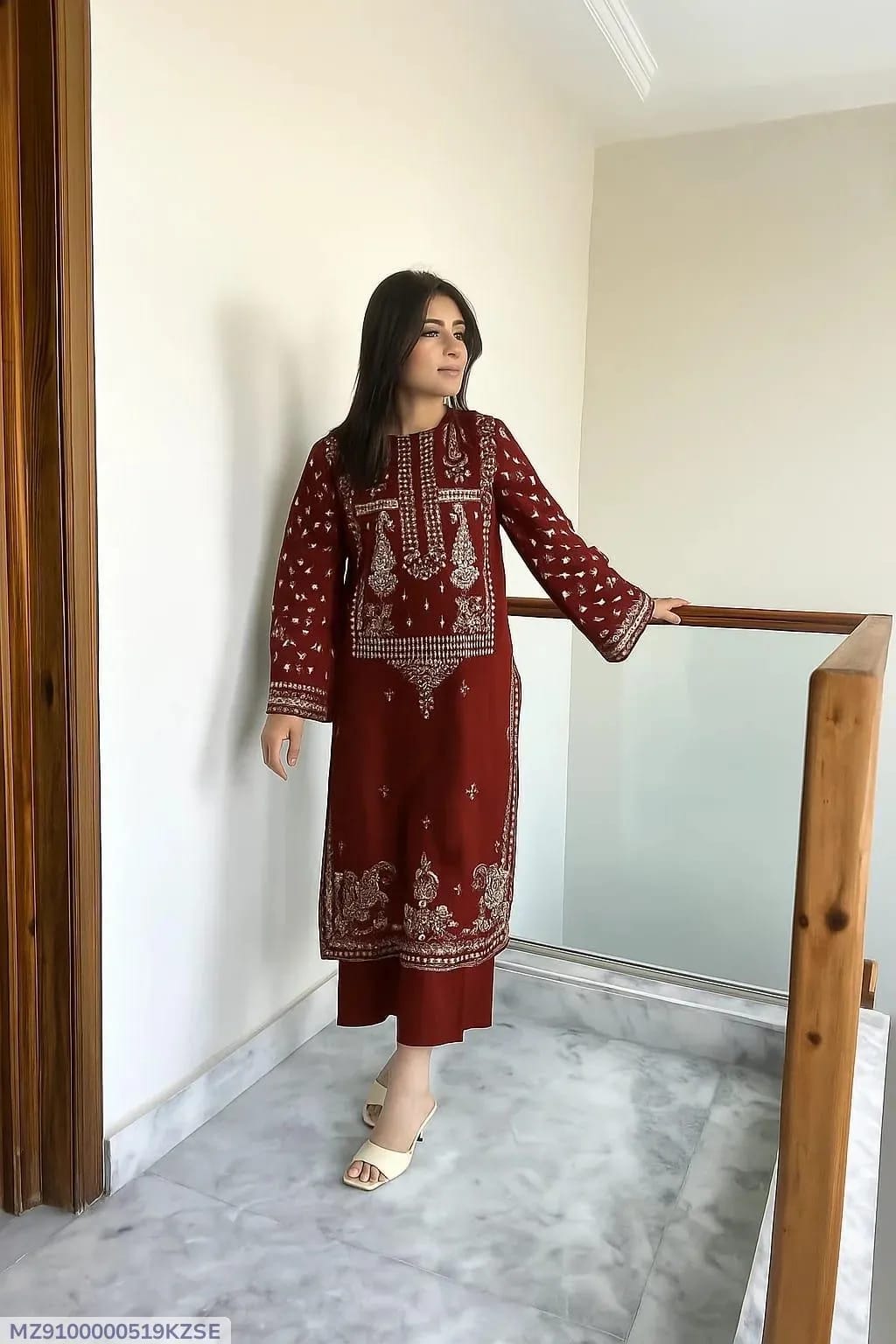 2 Pcs BREEZE Dhanak Unstitched Embroidered Suit-KS