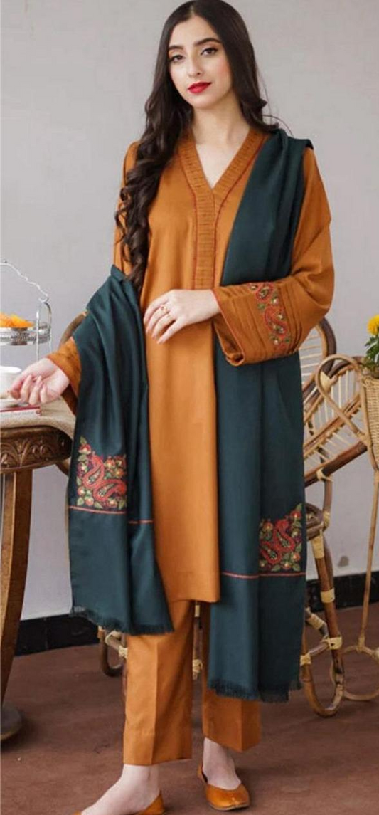 3 Pcs A-SlinG Dhanak Unstitched Embroidered Suit-KS