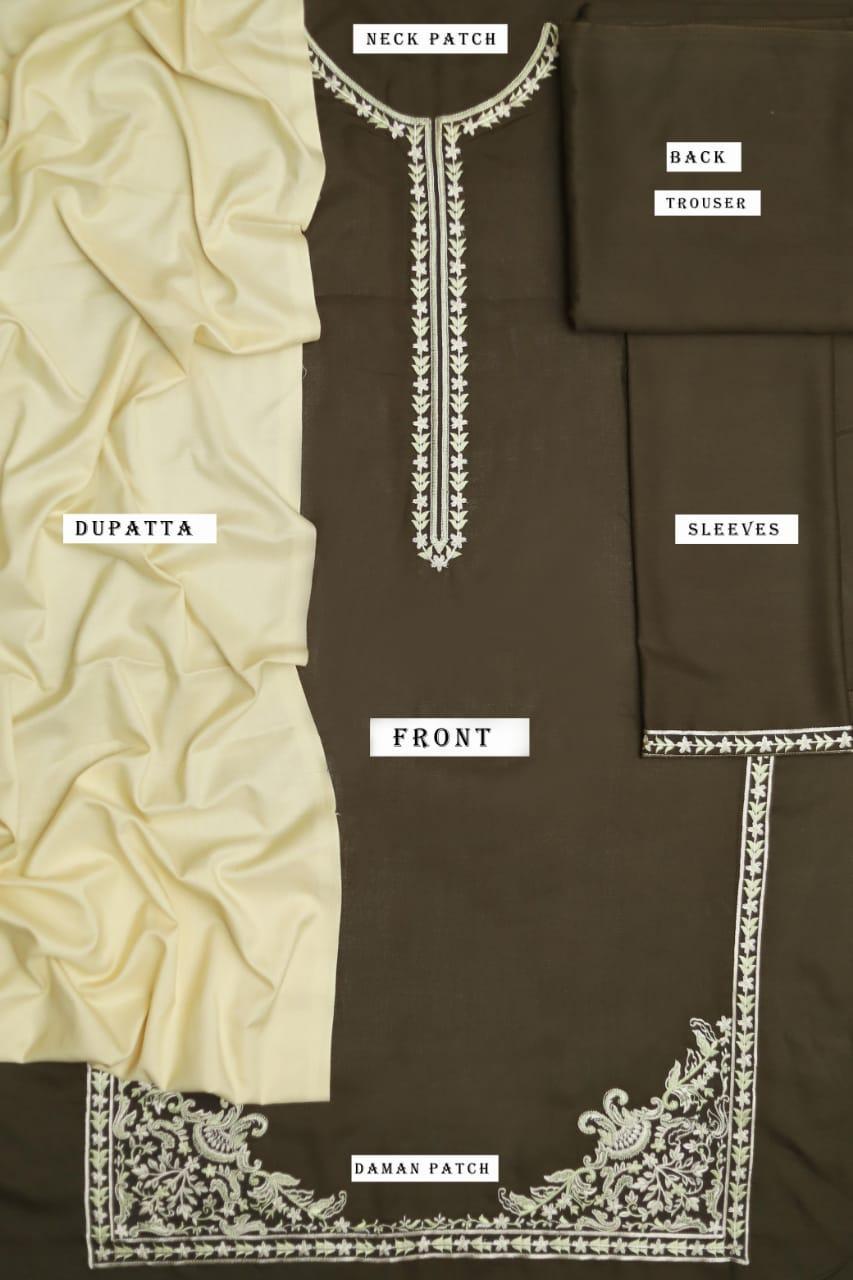 3 Pcs A-SlinG Dhanak Unstitched Embroidered Suit-KS
