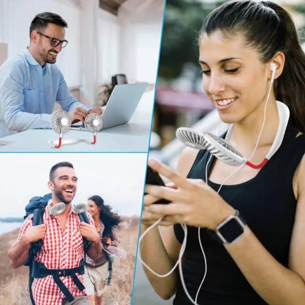 Hanging Neck Fan for Kitchen Folding Fan Wearable Portable Neckband Mini Fan USB Chargeable