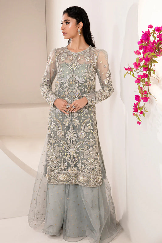 MADIHA AWAIS JADE-Turquoise Hand-Embellished Bridal Sharara UnStiched