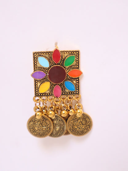 Multicolor Boho Antique Tribal Necklace  Set – Ethnic Golden