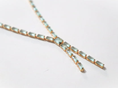 Pastel Green Baguette Crystal Necklace  Set