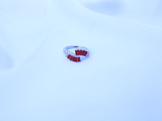 Ruby Wave Sterling Silver Ring – Red Gemstone Elegance