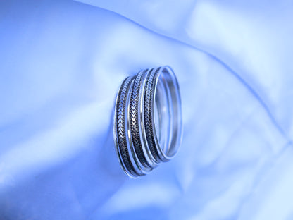 Antique Textured  Silver Bangle Bracelet