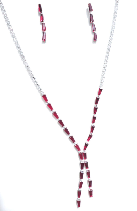 Tanzanian wine garnet Crystal Necklace Set