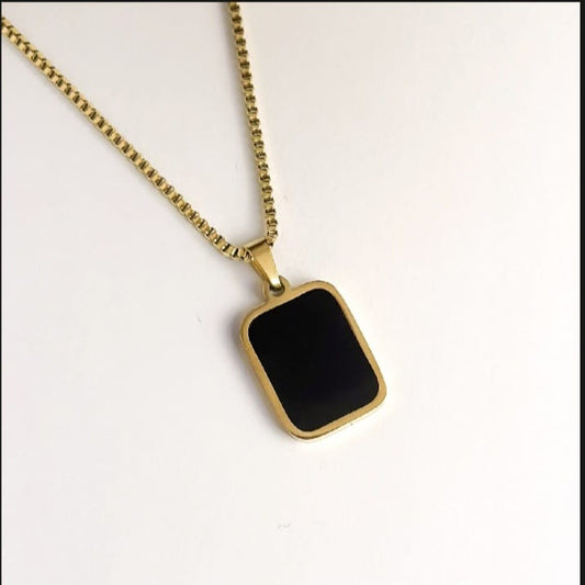 ◼️◻️ Double-Sided Black &amp; White Square Dangle Necklace – Geometric Pendant Jewelry for Women