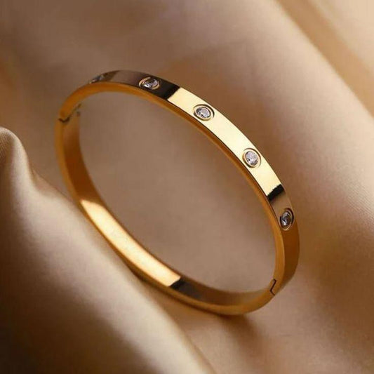 Luxury Golden Stainless Steel Love Bangle Bracelet – Elegant & Timeless Fashion Jewelry for Women , Girls & MAN