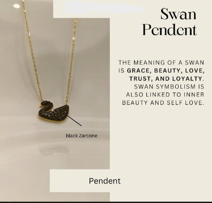 ✨ Gold Chain with Black Swan Pendant Korean Necklace