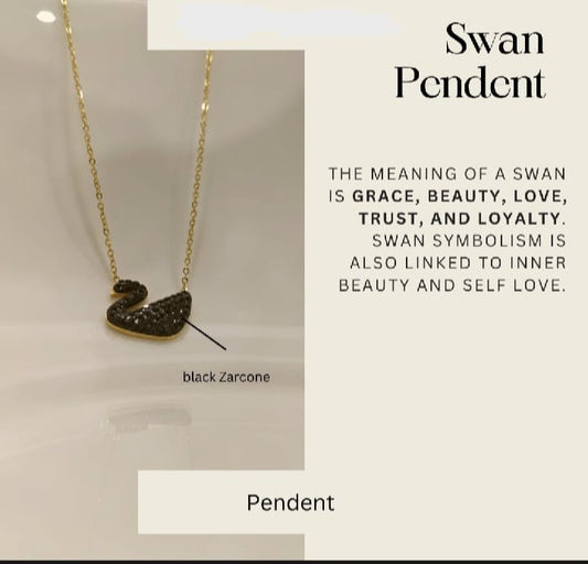 ✨ Gold Chain with Black Swan Duck Pendant Necklace for Women korean fashion