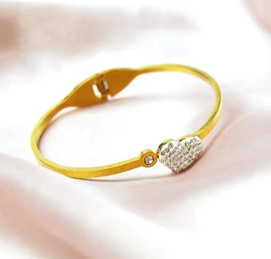 Gold Plated Heart Charm Bracelet For Women