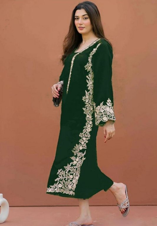 2 Pcs Larabe Dhanak Unstitched Embroidered Suit-KS