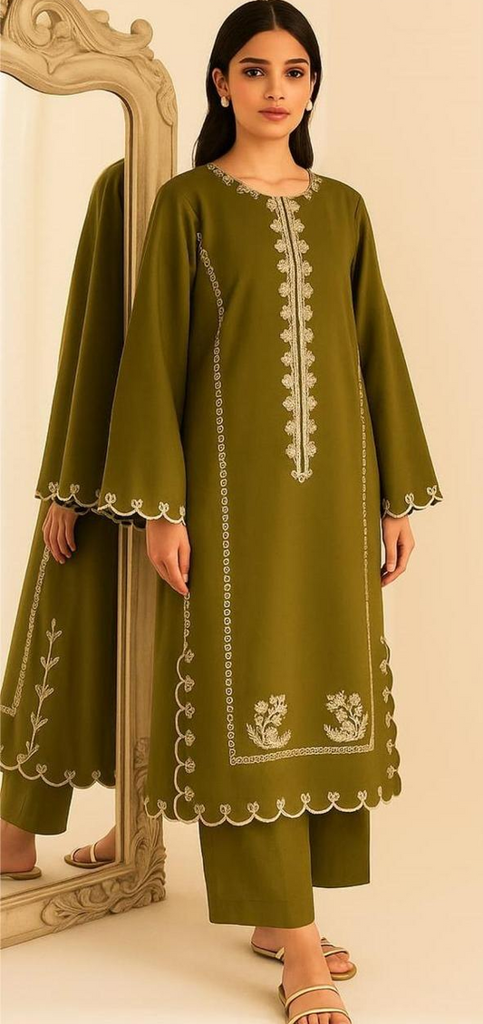 2 Pcs BATIK Dhanak Unstitched Embroidered Suit-KS
