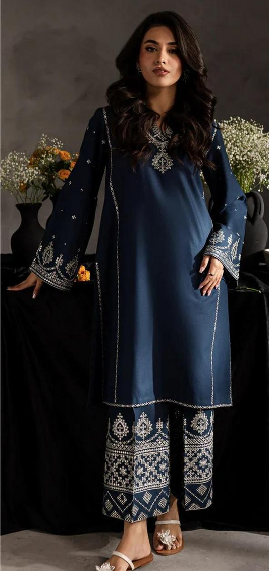 2 Pcs BATIK Dhanak Unstitched Embroidered Suit-KS