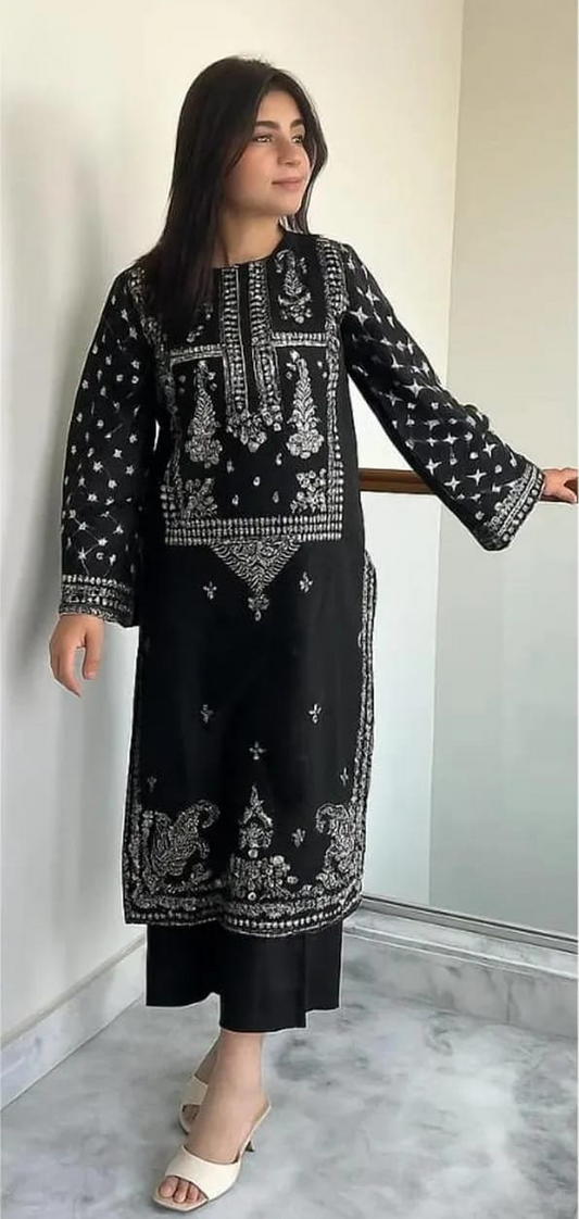 2 Pcs BREEZE DhanakUnstitched Embroidered Suit-KS