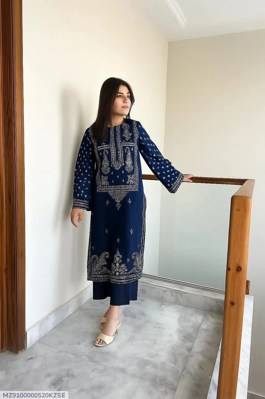2 Pcs BREEZE Dhanak Unstitched Embroidered Suit-KS