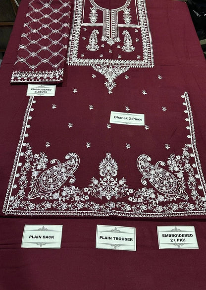 2 Pcs BREEZE Dhanak Unstitched Embroidered Suit-KS