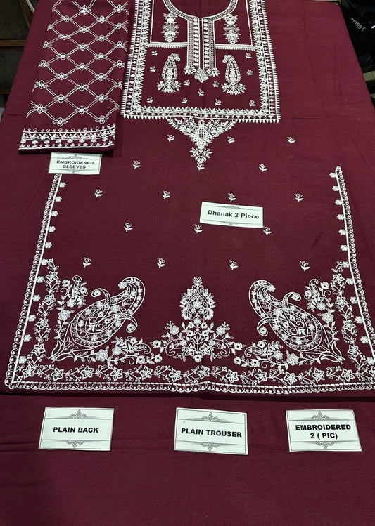 2 Pcs BREEZE Dhanak Unstitched Embroidered Suit-KS
