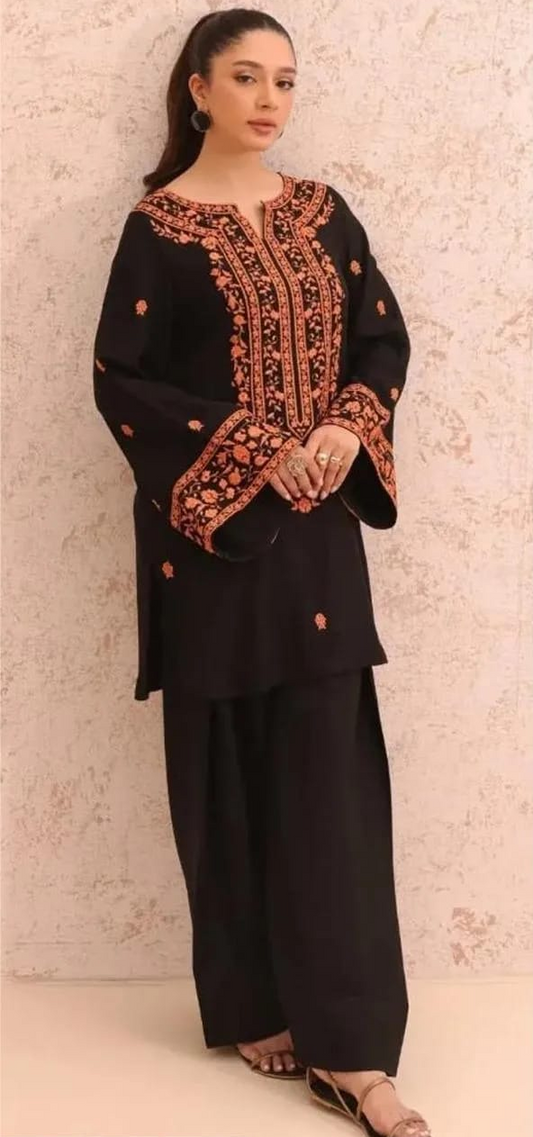 2 Pcs SHEEN Dhanak Unstitched Embroidered Suit-KS