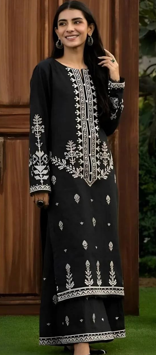 2 Pcs BAREEZE  Dhanak Unstitched Embroidered Suit-KS